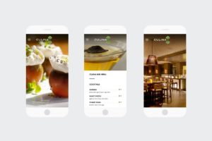 mobile view of culina website showing homepage, menu and gallery