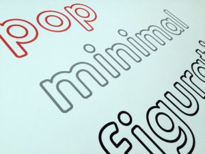 closeup typography that reads pop minimal figurative