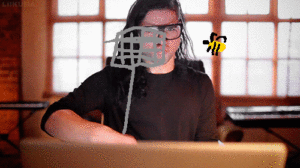 animation of skrillex batting around an illustrated fly swatter