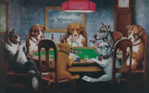 painting of dogs playing cards