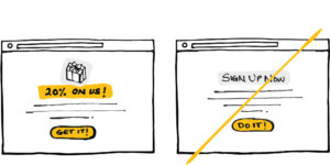 diagram showing to use enticing language for a CTA