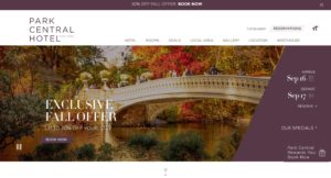 homepage of hotel site