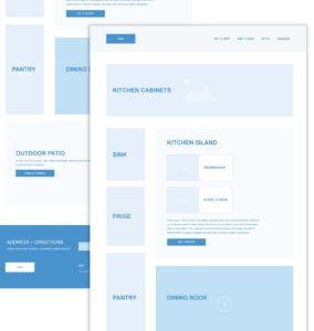 wireframes showing layout of a kitchen as a website