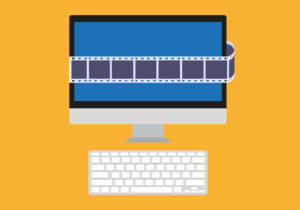 illustration of video film across a computer screen